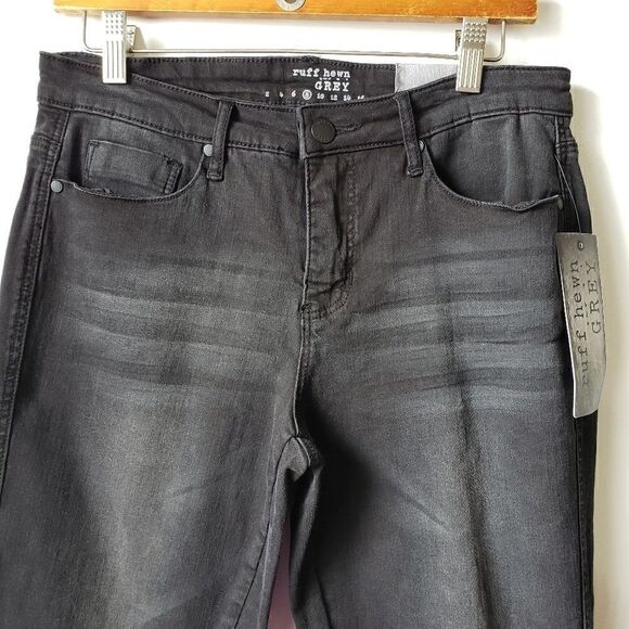 NWT RUFF HEWN BLACK GREY SLIT KNEE JEANS SZ 8 - Picture 2 of 8
